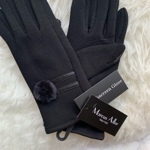 Marcus Adler pompom touchscreen gloves black NWT - Picture 3 of 6